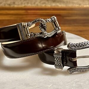 Brighton • 1996 • Medium • Brown Leather • Silver Metal Chain • Western • Belt